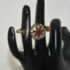 Peacock Double Finger Ring in Pink with intricate feather design and antique finish by nischala fashions