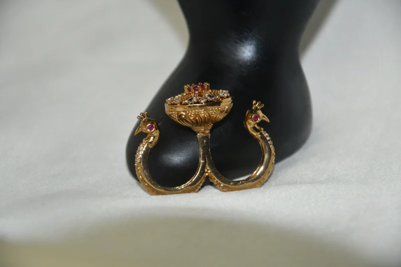 Peacock Double Finger Ring in Pink NFR02P - Image 2