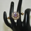 Peacock Double Finger Ring in Violet with antique finish and CZ stones by nischala fashions