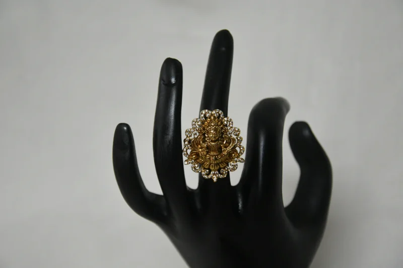Antique Lakshmi CZ Finger Ring NFR04 - Image 2