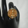 Antique Lakshmi with Bird Finger Ring in temple jewelry design and gold finish by nischala fashions