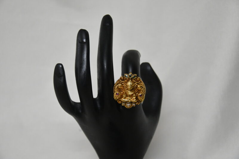 Antique Lakshmi with Bird Finger Ring NFR05 - Image 2