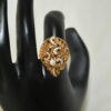 Antique Peacock Finger Ring with intricate temple design in gold finish by nischala fashions