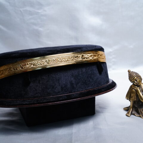 Plain gold waistbelt with carving embossed by Nischala Fashions