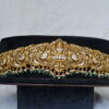 Antique grand Lakshmi cz waistbelt with green beads hanging by Nischala Fashions