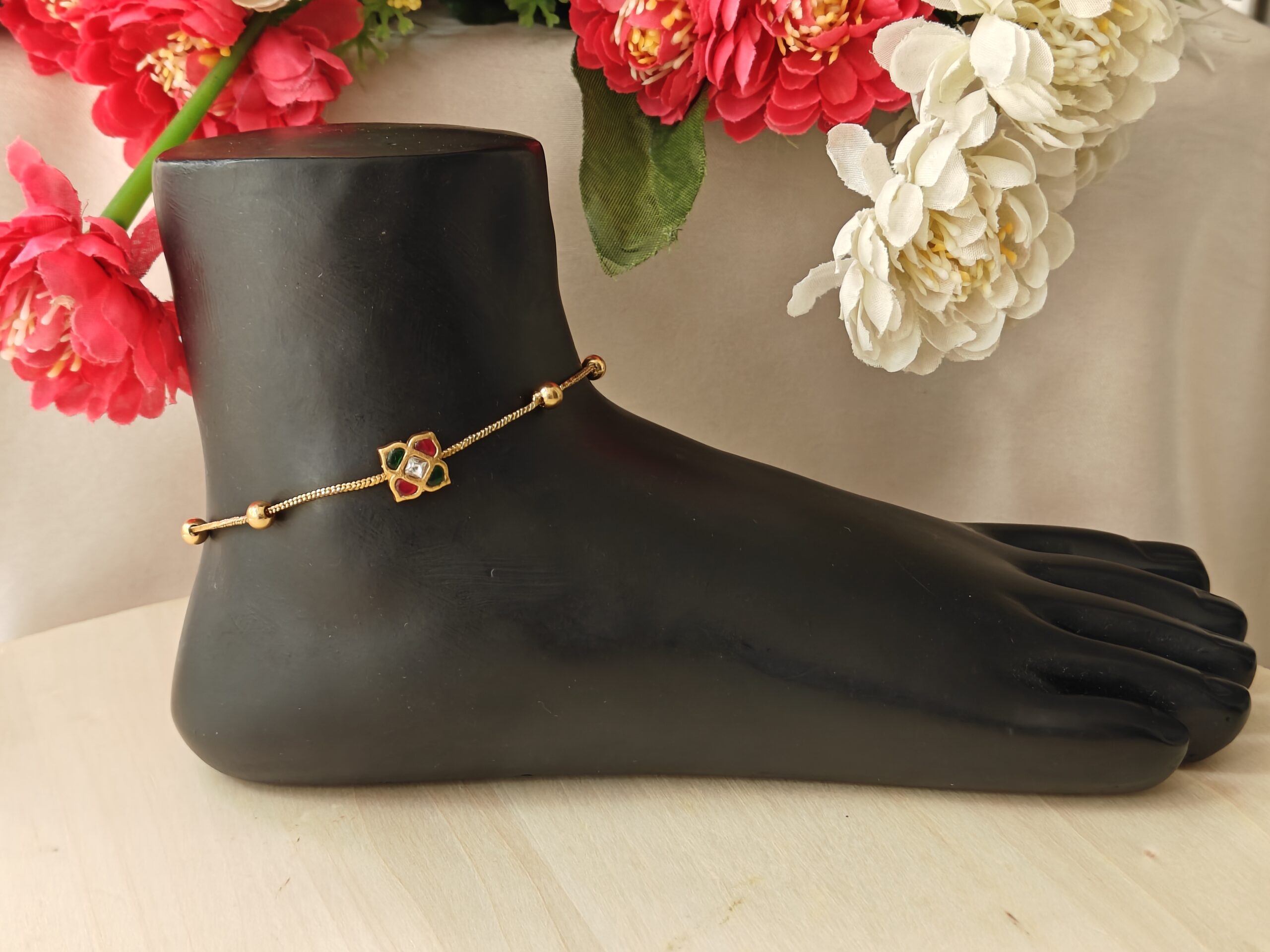 Jadau kundan flower Anklets NFA16