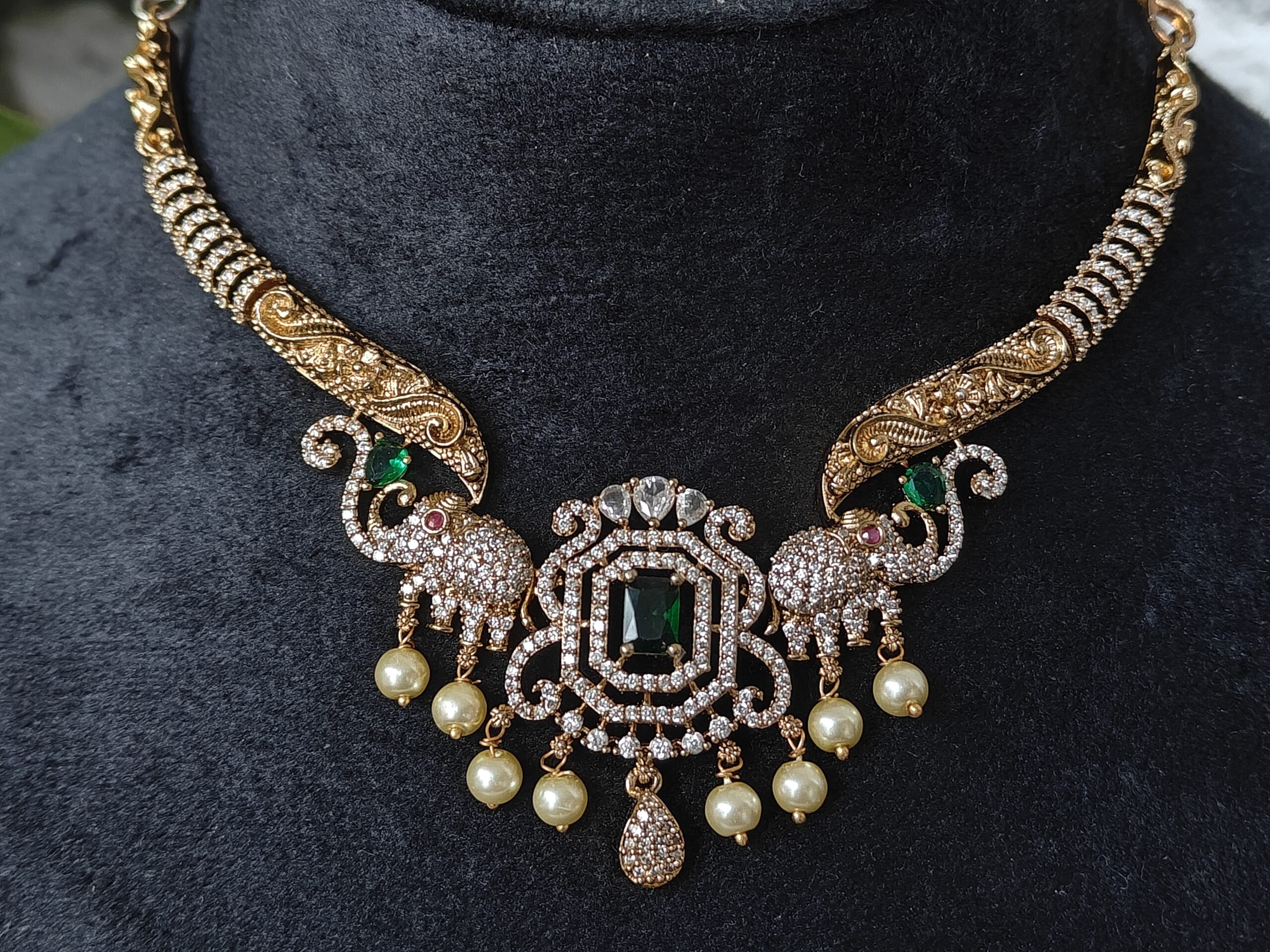 Antique cz elephant kante in green NFN207G - Image 2