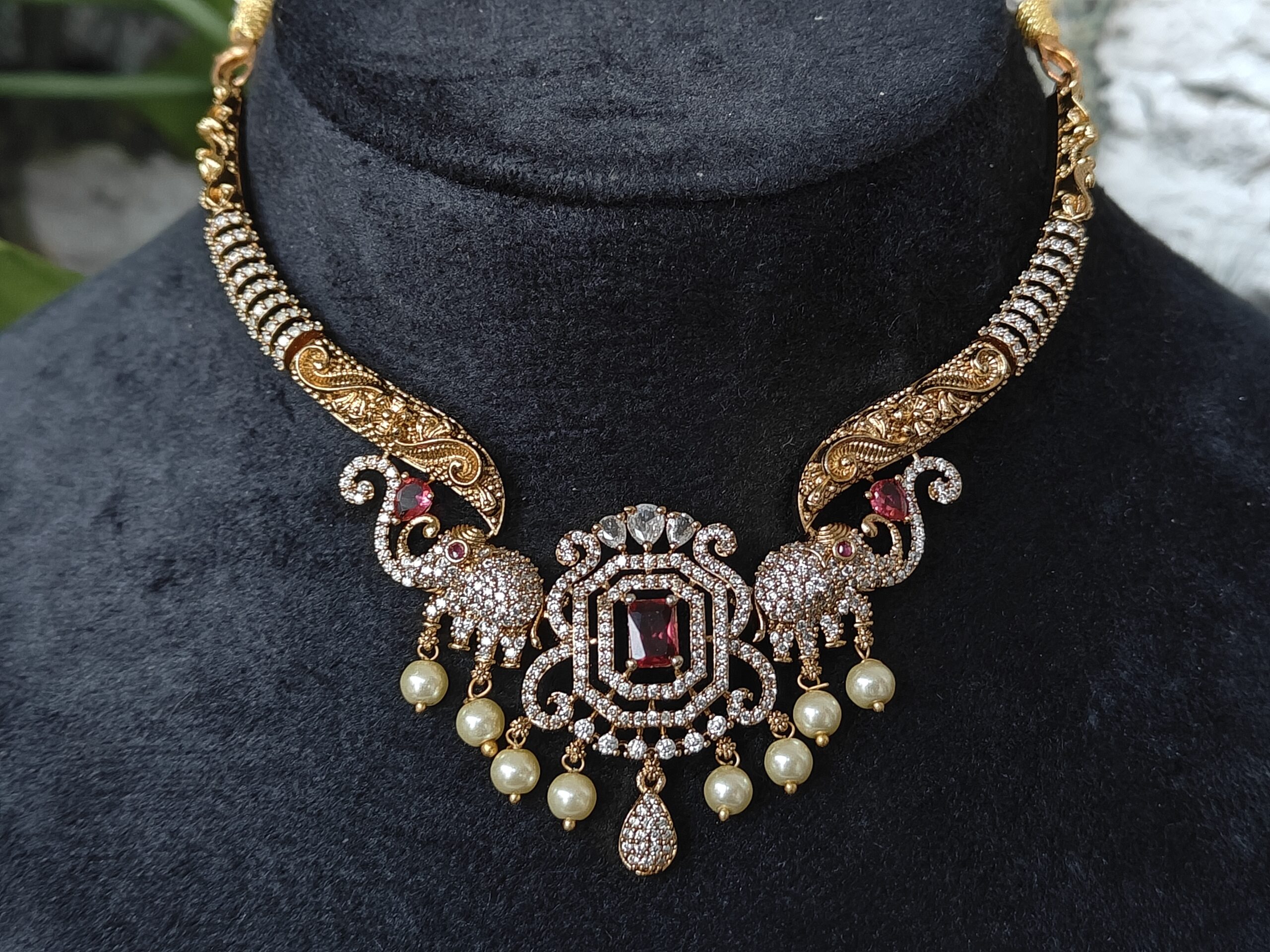 Antique CZ Elephant Kante in pink NFN207P - Image 2
